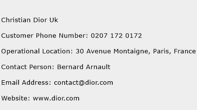 christian Dior contact number